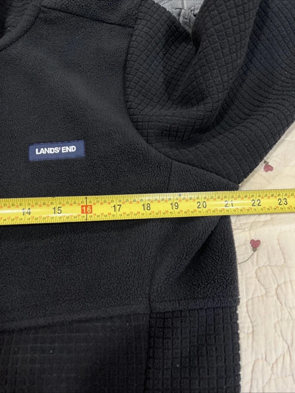 Lands' End Black Fleece Jacket with Pink Trim